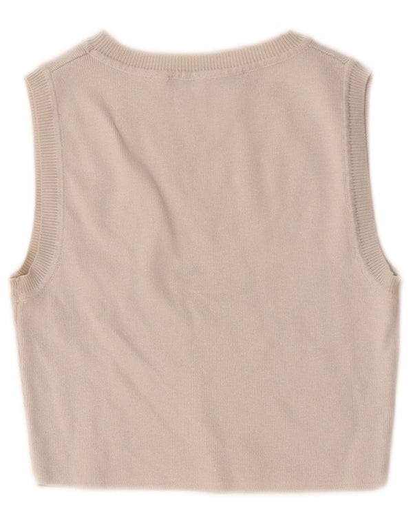 Zara Womens Crop Vest Top UK 12 Medium Off White