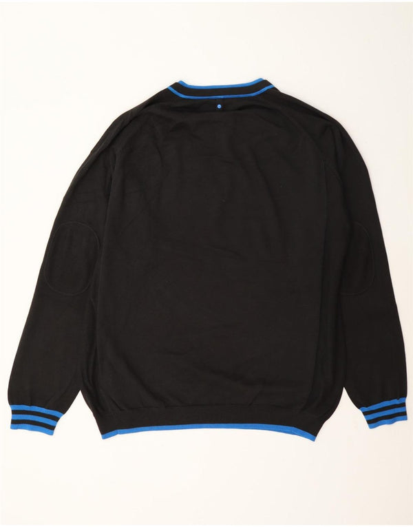 Adidas Męski sweter z dekoltem w serek XL, bawełniany, w czarne paski