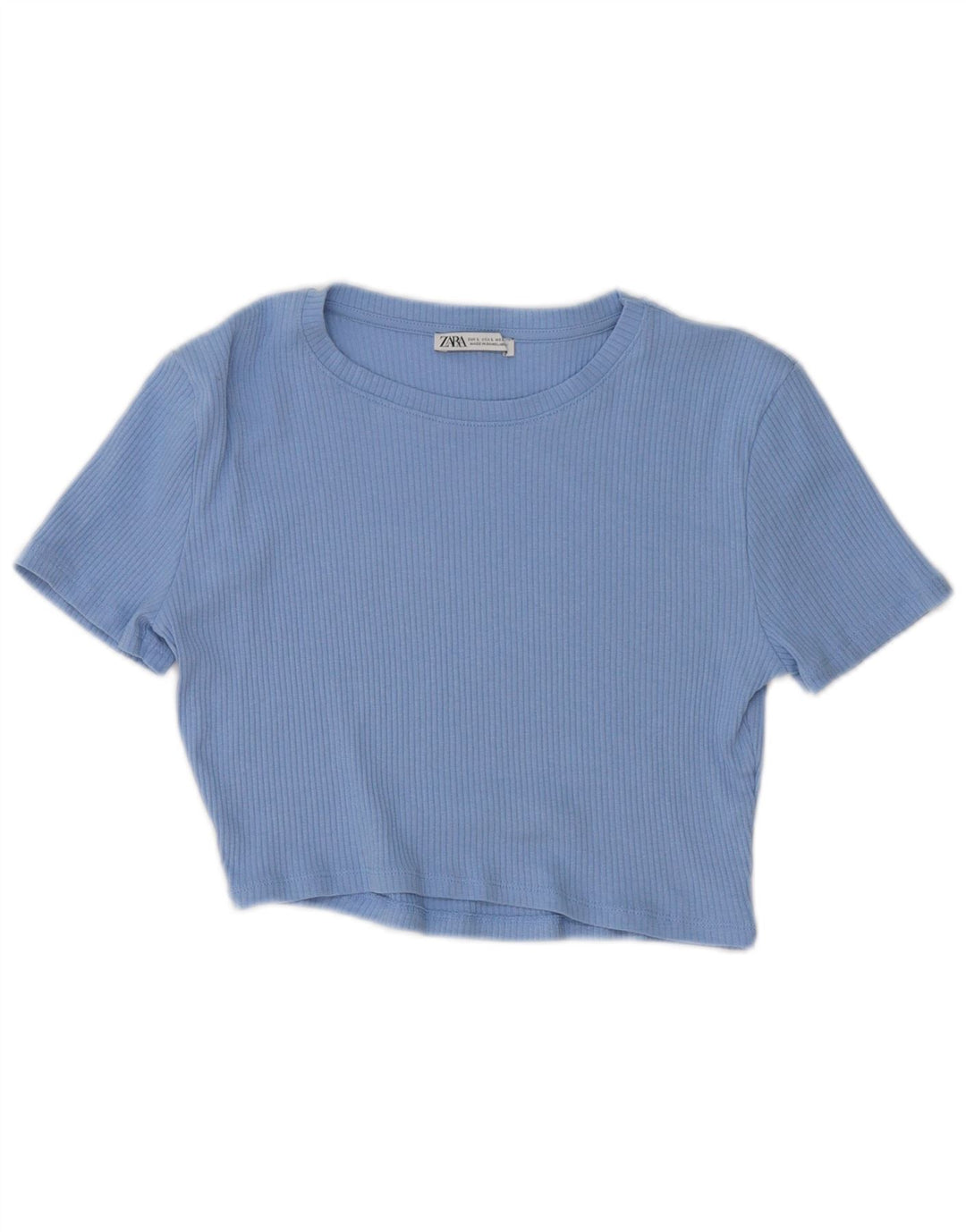 Damski krótki T-shirt ZARA UK 14, duży, niebieski