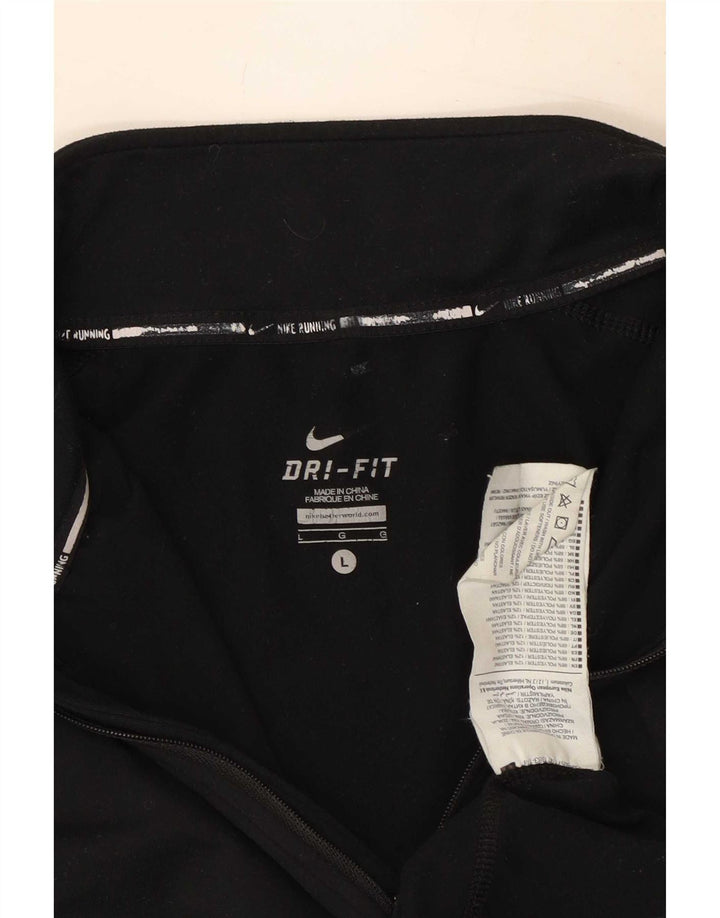 Męska koszulka Nike Dri Fit z zamkiem błyskawicznym i długim rękawem, dużym czarnym poliestrem
