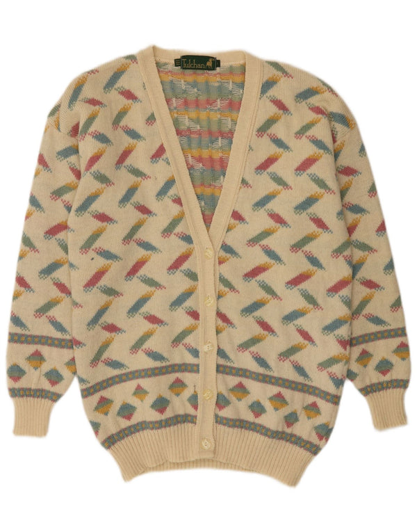 Tulchan Womens Cardigan Sweater UK 16 Large Beige Geometric New Wool