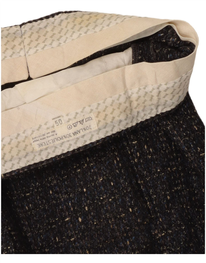 Męskie spodnie garniturowe w stylu vintage IT 50 Large W32 L31 Szara wełna w cętki