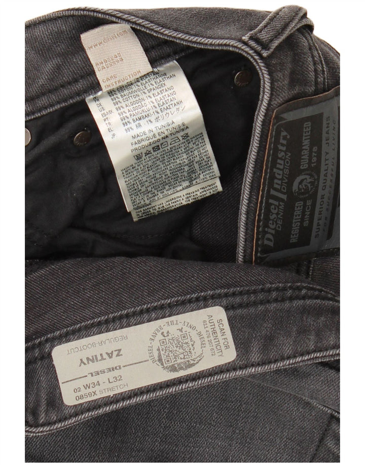 Diesel Męskie Zatiny Regular Bootcut Jeansy W34 L32 Szara bawełna