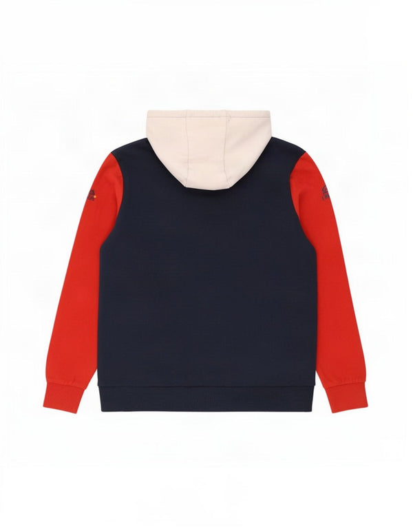 Lotto Mens Graphic Hoodie Jumper Large Navy Blue Colourblock Cotton