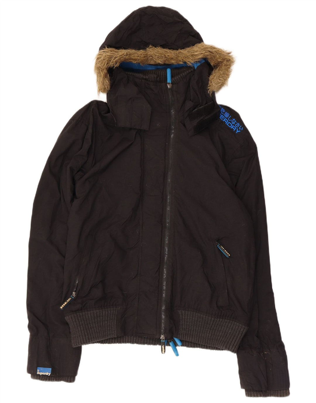 Męska kurtka wiatrówka z kapturem Superdry The Windbomber UK 40, duża czarna