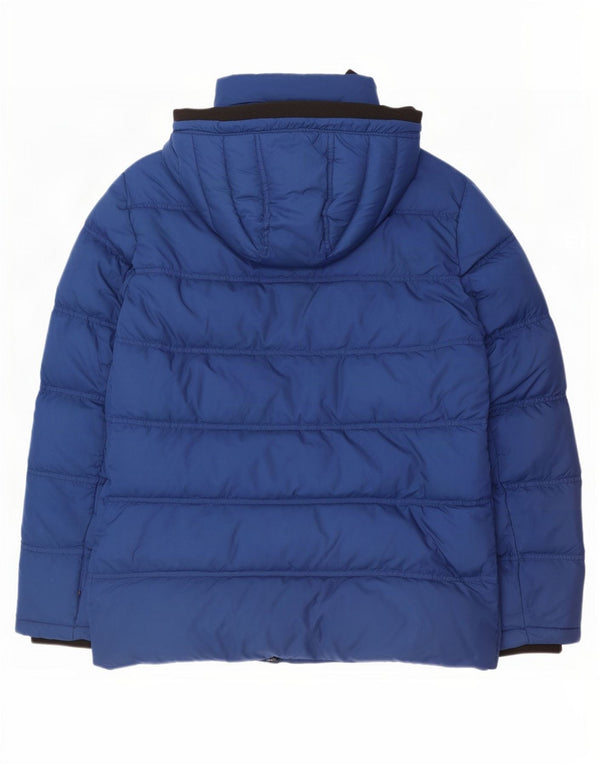Męska ocieplana kurtka z kapturem Tommy Hilfiger UK 40, duża, niebieska, poliestrowa
