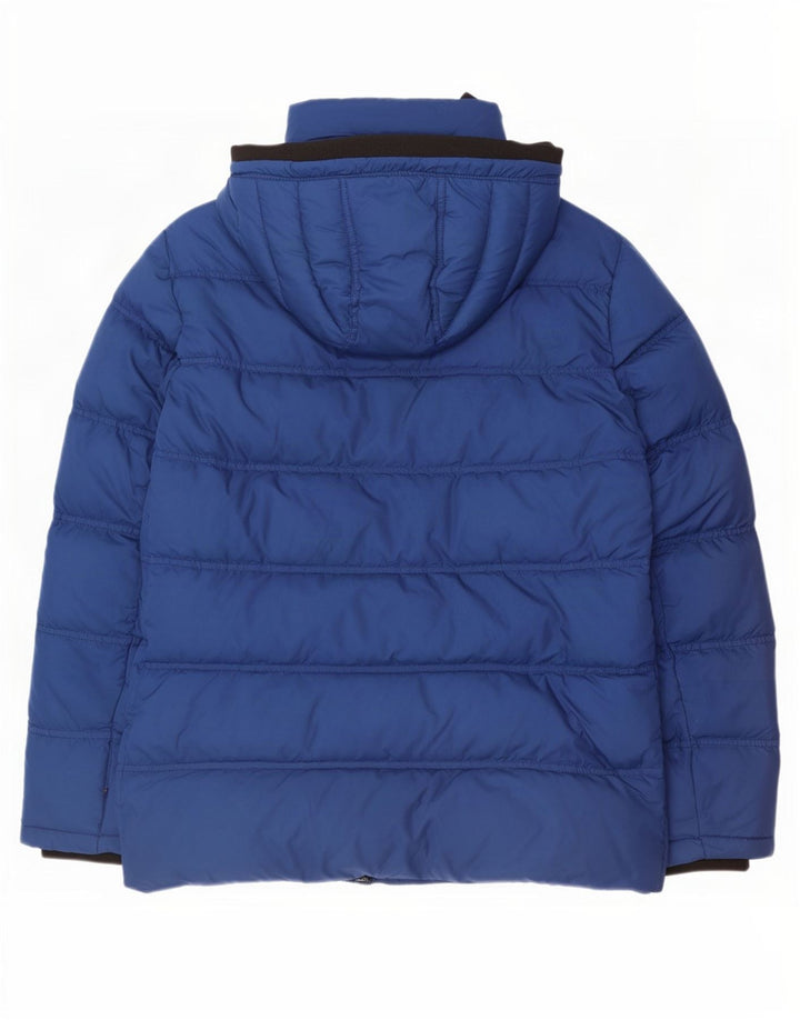 Męska ocieplana kurtka z kapturem Tommy Hilfiger UK 40, duża, niebieska, poliestrowa