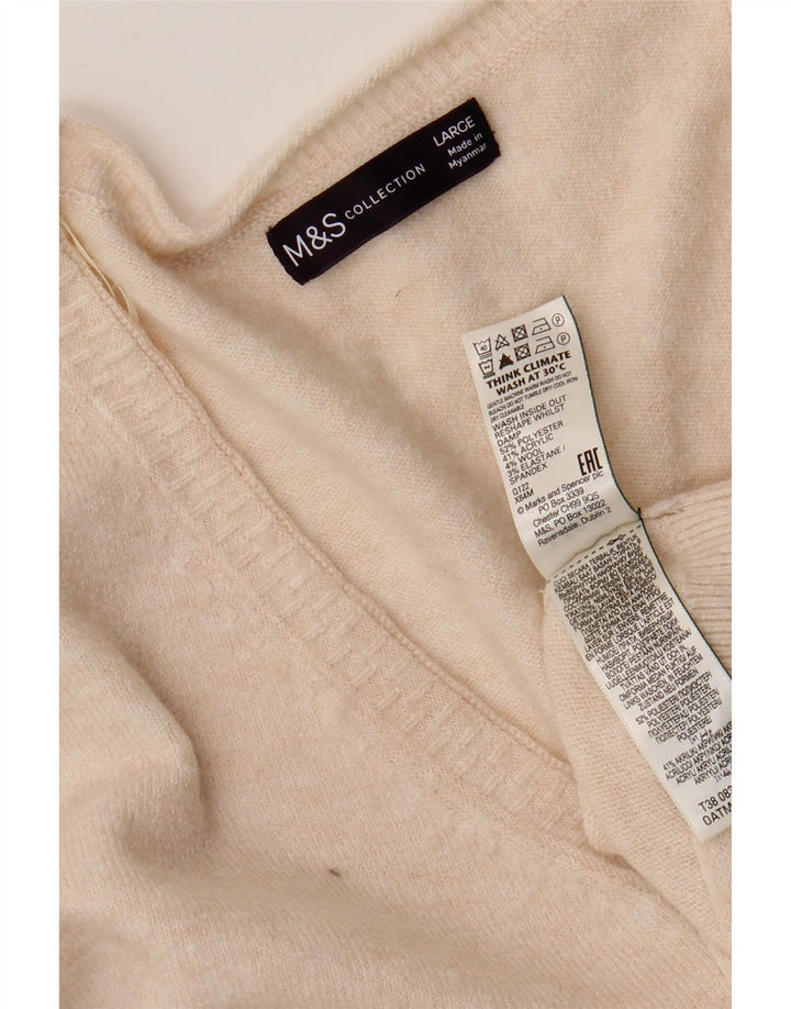 Marks & Spencer Damski sweter oversize z dekoltem w kształcie litery V, UK 16, duży beżowy