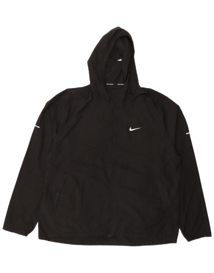 Męska kurtka przeciwdeszczowa z kapturem Nike UK 42 XL, czarna, poliestrowa