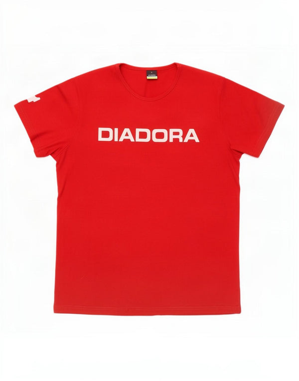 Damska koszulka z grafiką Diadora Top UK 18 XL, czerwona bawełna