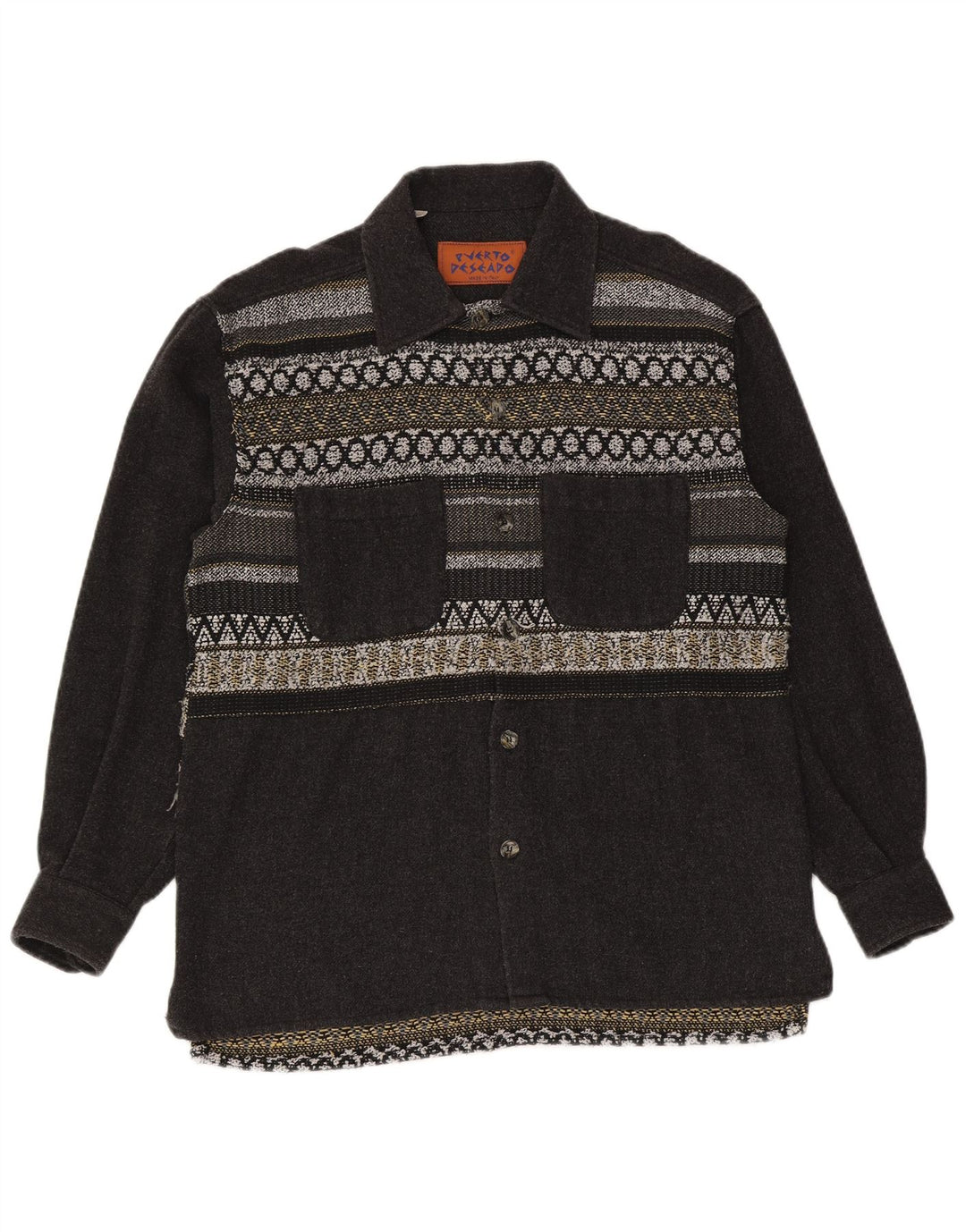 Męska koszula flanelowa w stylu vintage, duża, szara, geometryczna