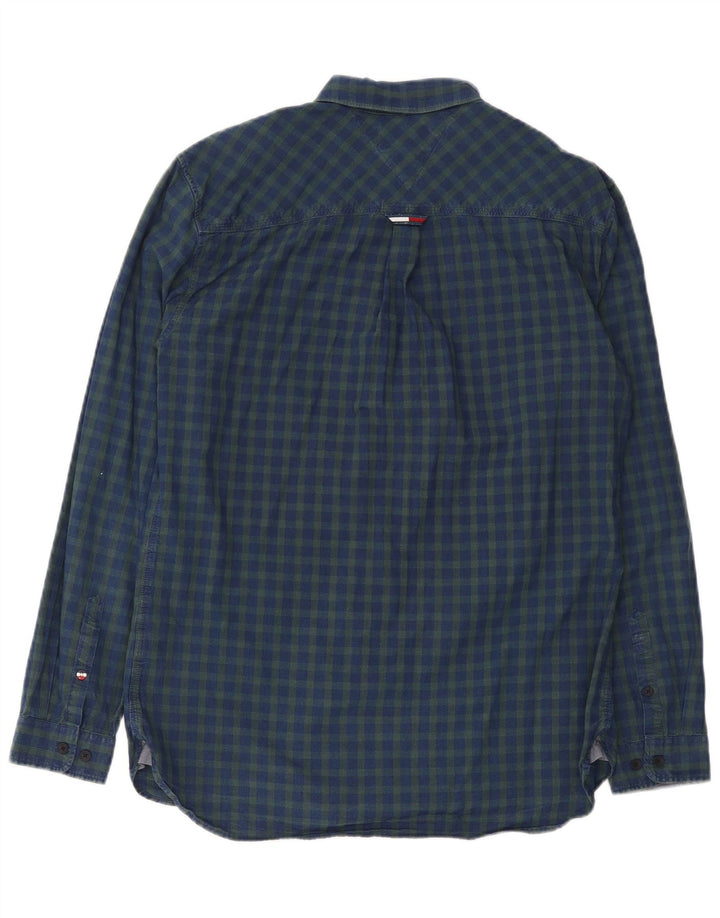 Męska koszula o regularnym kroju Tommy Hilfiger, duża, niebieska bawełniana kratka