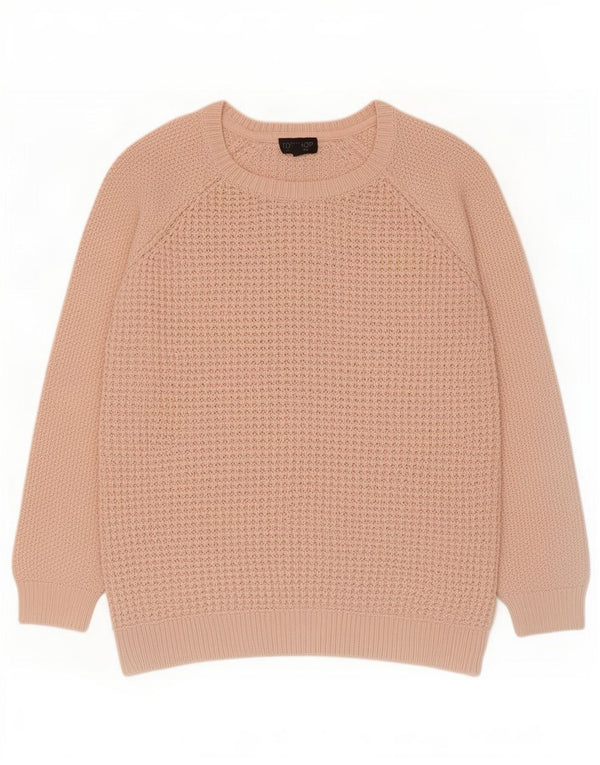 Topshop Damski sweter z dekoltem w łódkę, UK 12, średni różowy, bawełniany