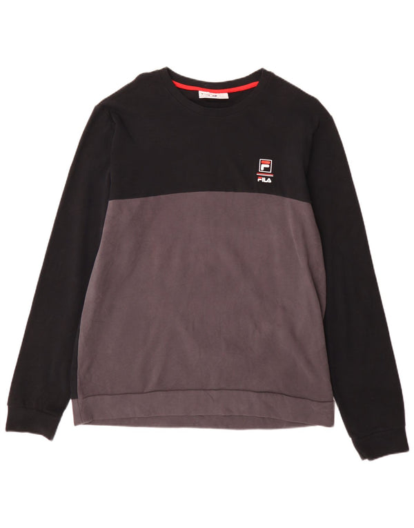 Bluza męska Fila, duża, czarna, bawełniana z blokami kolorów