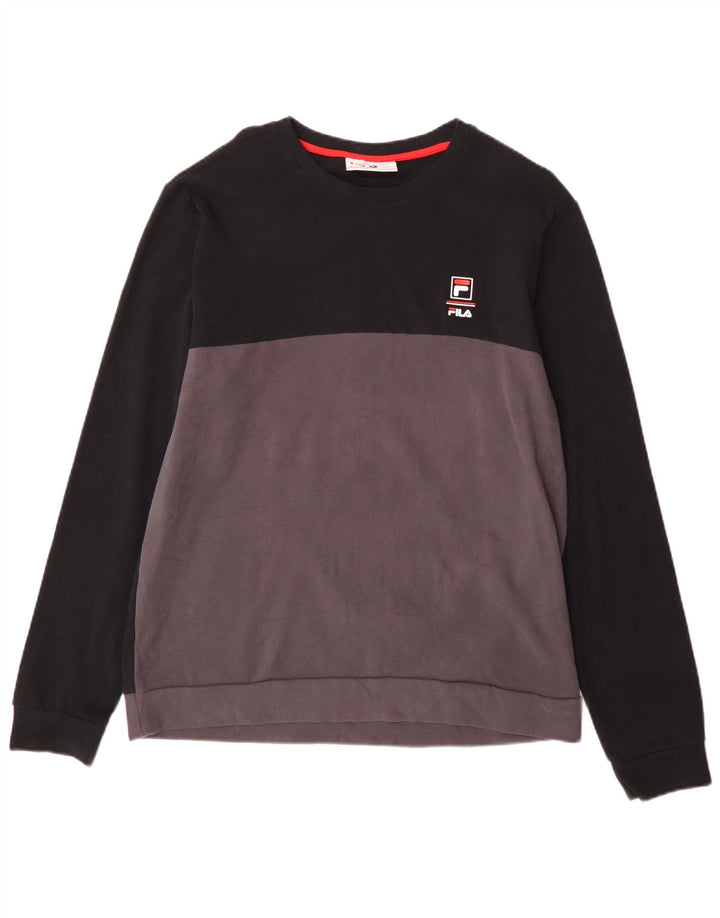 Bluza męska Fila, duża, czarna, bawełniana z blokami kolorów