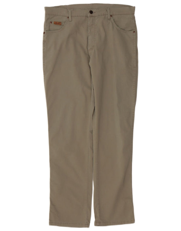 WRANGLER Mens Texas Straight Casual Trousers W34 L30 Khaki Cotton