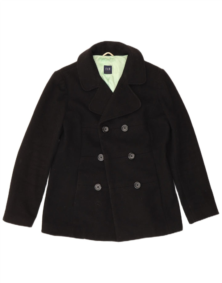 Damski płaszcz grochowy Gap UK 14, średni czarny, dziewicza wełna