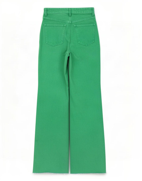 Damskie jeansy z szeroką nogawką Zara EU 36 XS W26 L34 Zielona bawełna