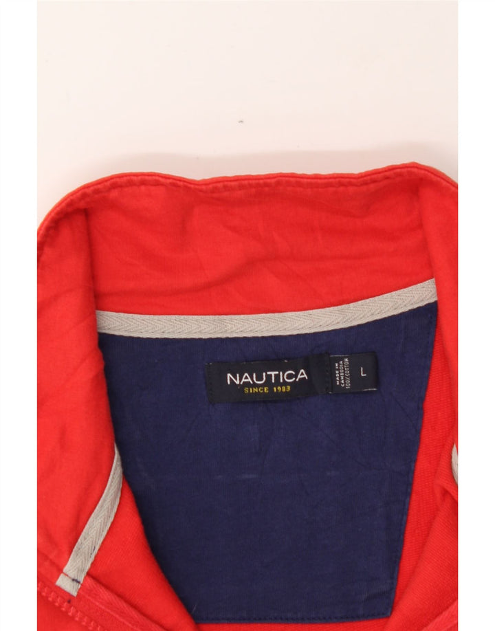 NAUTICA Mens Zip Neck Sweatshirt Jumper Large Red Cotton Vintage Nautica and Second-Hand Nautica from Messina Hembry 