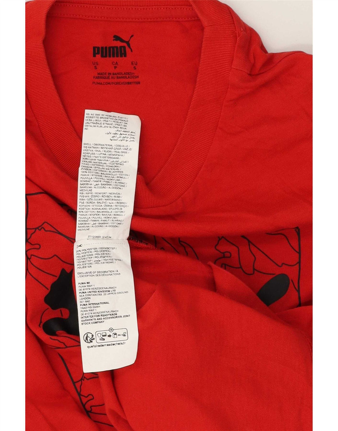 Męski T-shirt z grafiką Puma, mały, czerwony, bawełniany