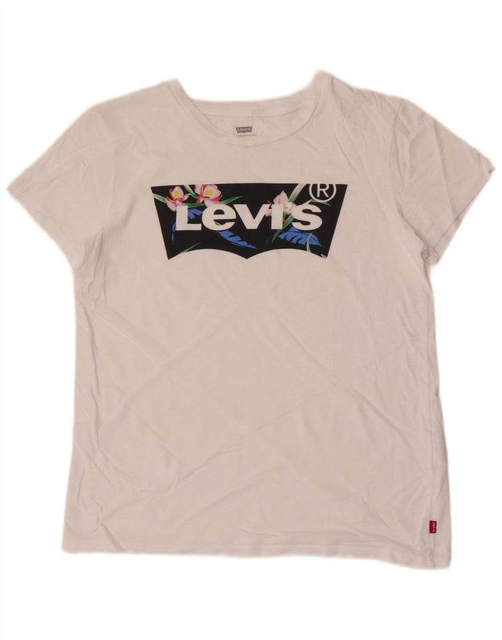 Damska koszulka z grafiką Levi's Top UK 12 Średnia biała bawełna