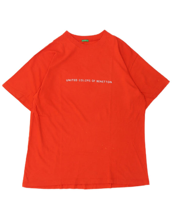 Męski T-shirt z grafiką Benetton, duży, pomarańczowy