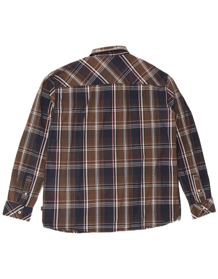 Koszula męska Mustang Slim Fit 2XL, brązowa, bawełniana w kratkę