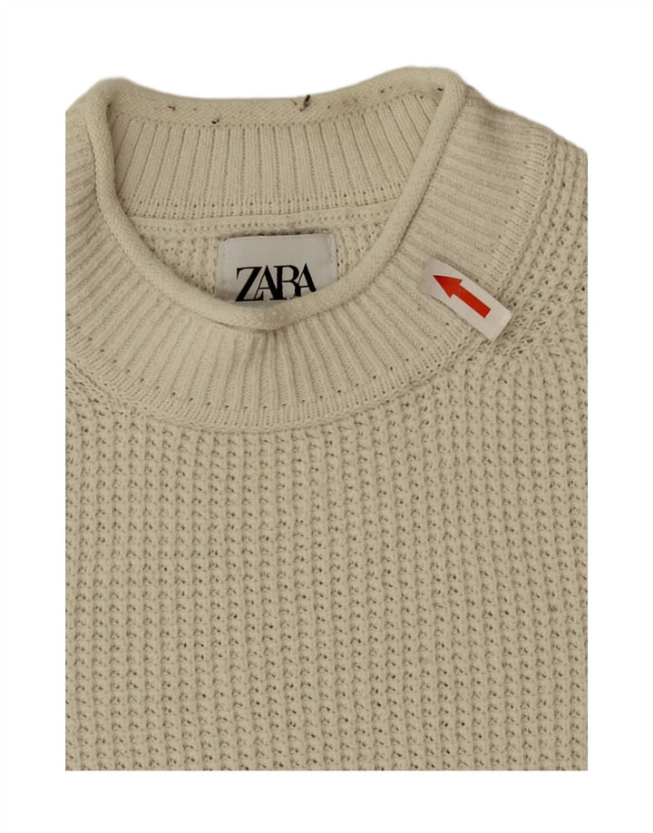Męski sweter z golfem Zara, średniej wielkości biała bawełna
