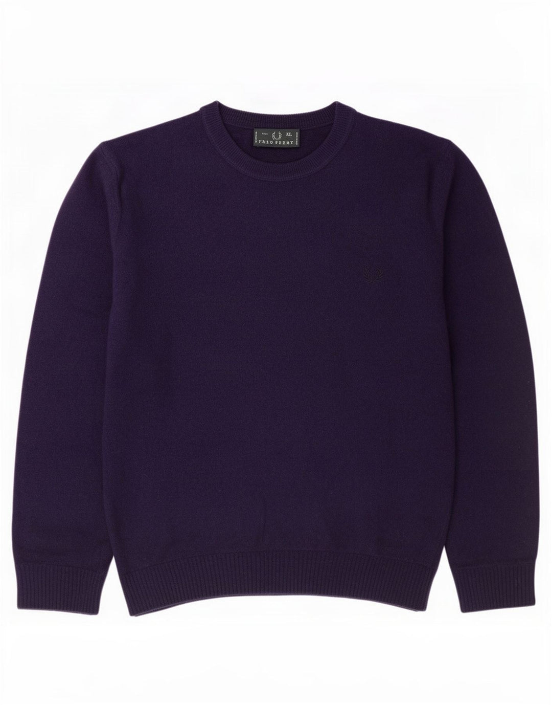 Męski sweter z okrągłym dekoltem Fred Perry XL, fioletowa wełna