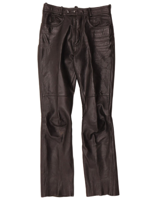Vintage damskie skórzane spodnie Bootcut W28 L30 czarna skóra