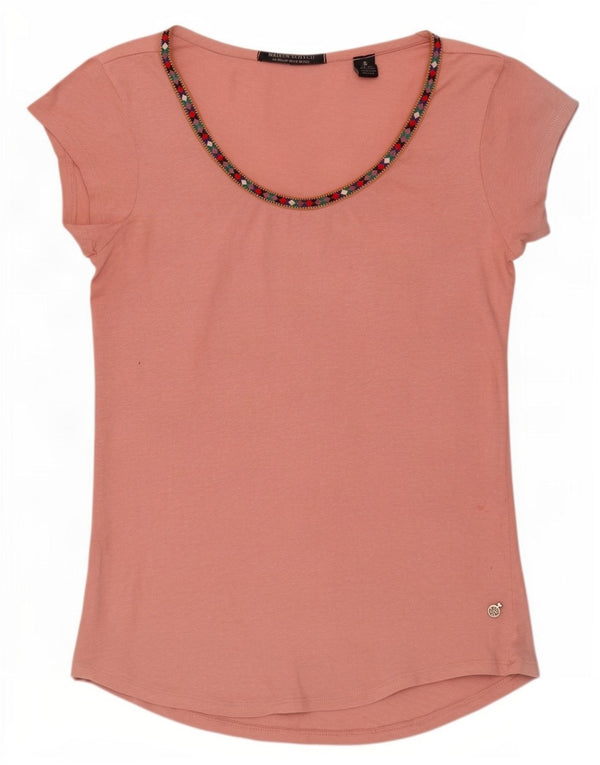T-shirt damski Maison Scotch Top UK 12 Średni różowy, geometryczny, bawełniany