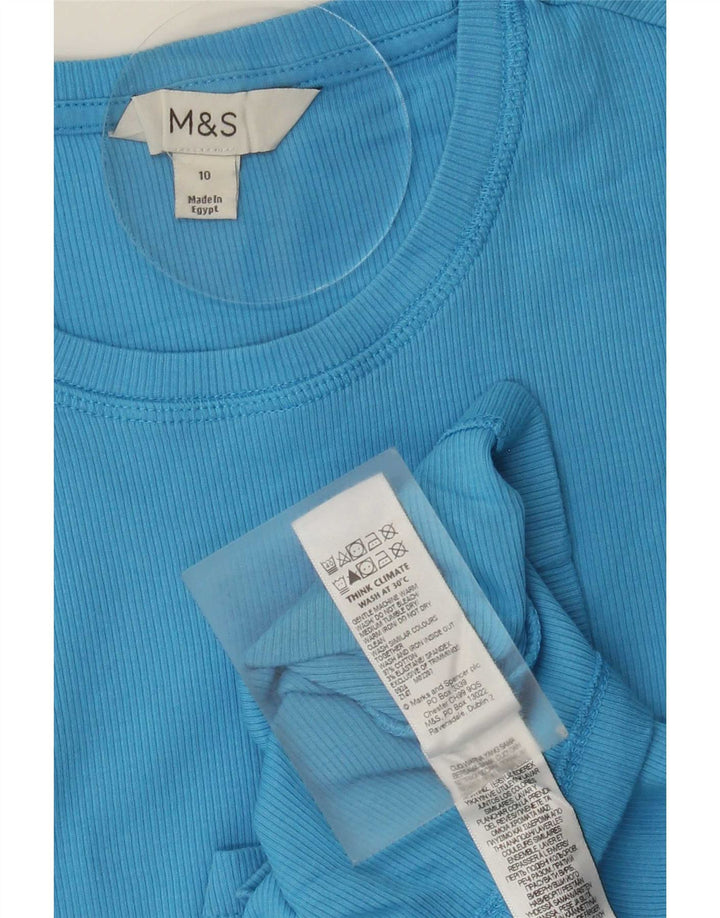 Marks & Spencer Damski top z długim rękawem, UK 10, mały, niebieski, bawełniany
