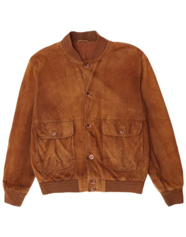 Vintage męska zamszowa kurtka bomber IT 52 XL brązowa skóra