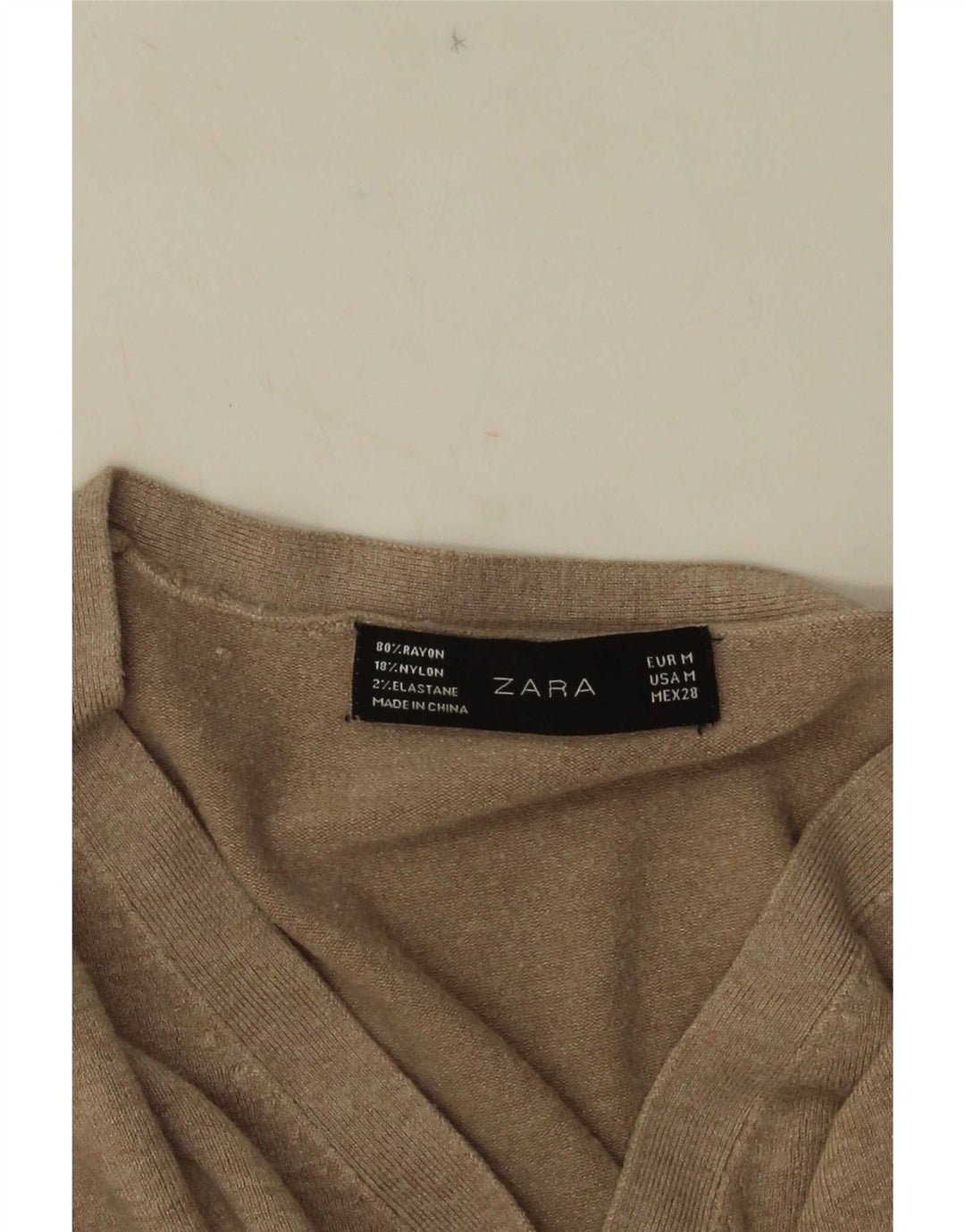 Sweter damski Zara z dekoltem w kształcie litery V, UK 12, średni szary