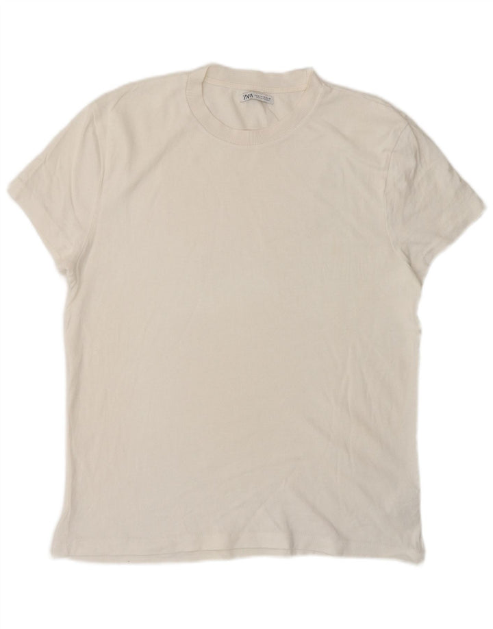 T-shirt męski Zara Top, średni, biały, bawełniany