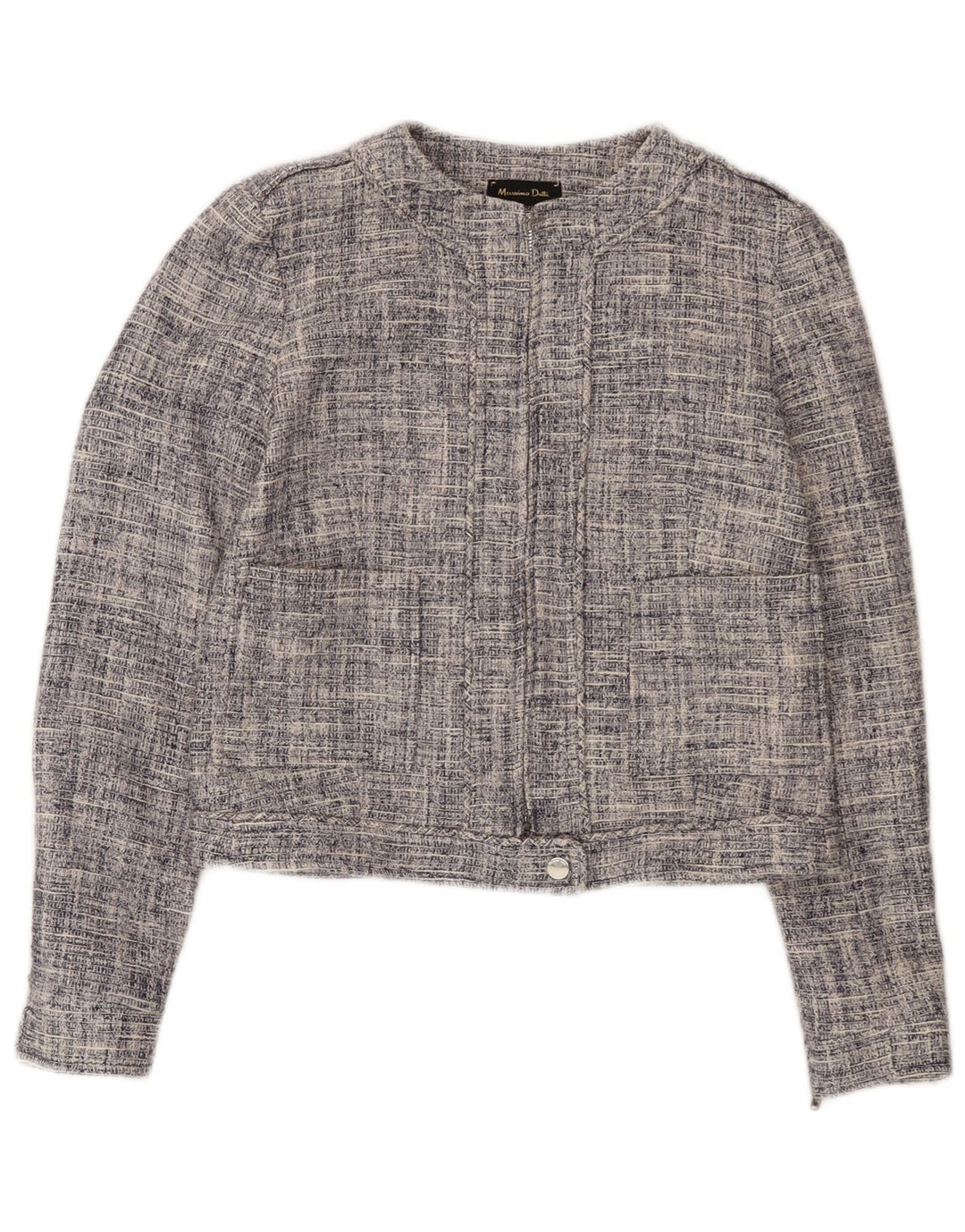 Damska marynarka Massimo Dutti Crop Full Zip EU 36 XS Granatowa, bawełniana