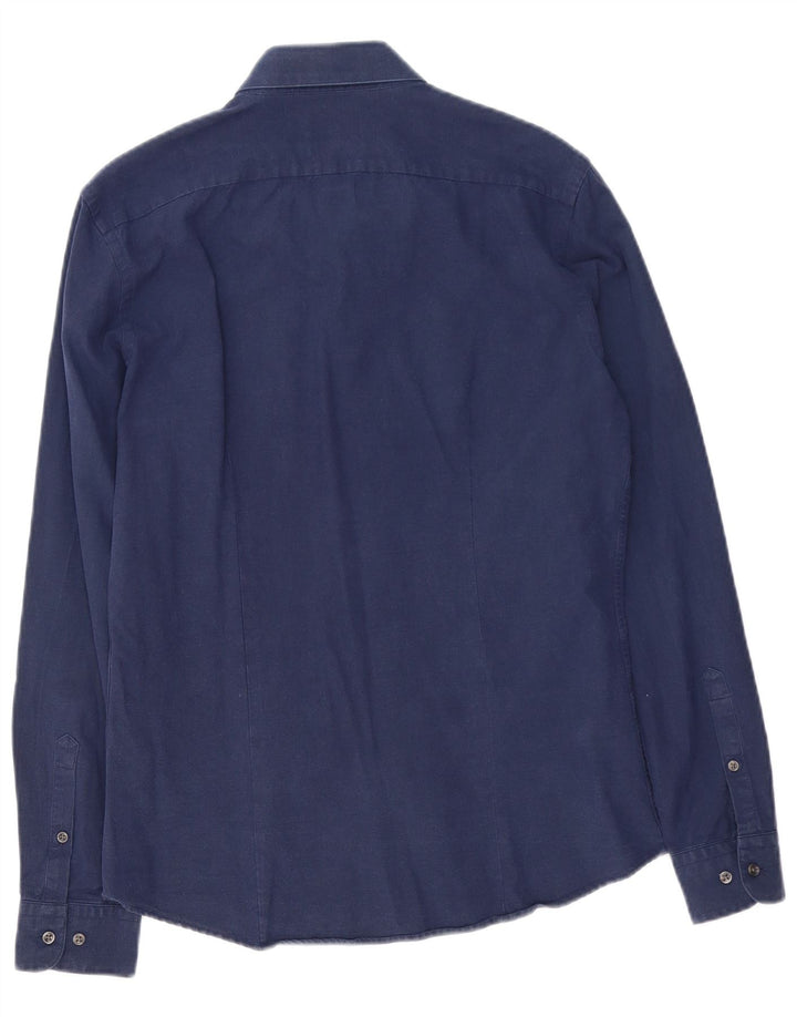 Koszula męska Reiss Slim Fit, średnia, granatowa, bawełniana