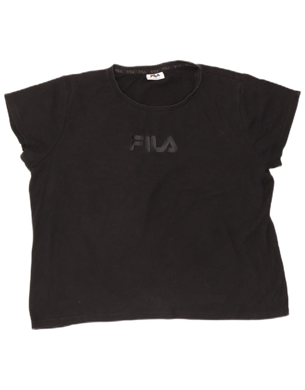 Damska koszulka Fila Crop Oversize z grafiką Top UK 18 XL, czarna bawełna