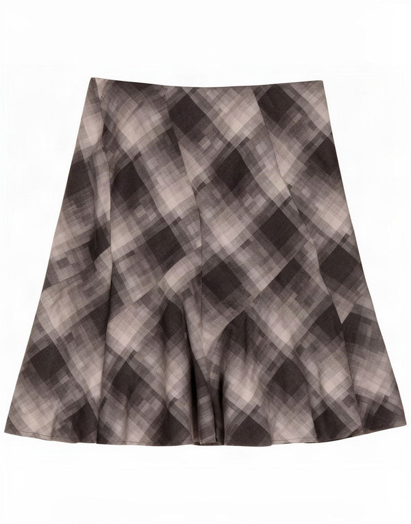 Marks & Spencer Damska spódnica midi UK 20 2XL W38 Szara krata Poliester