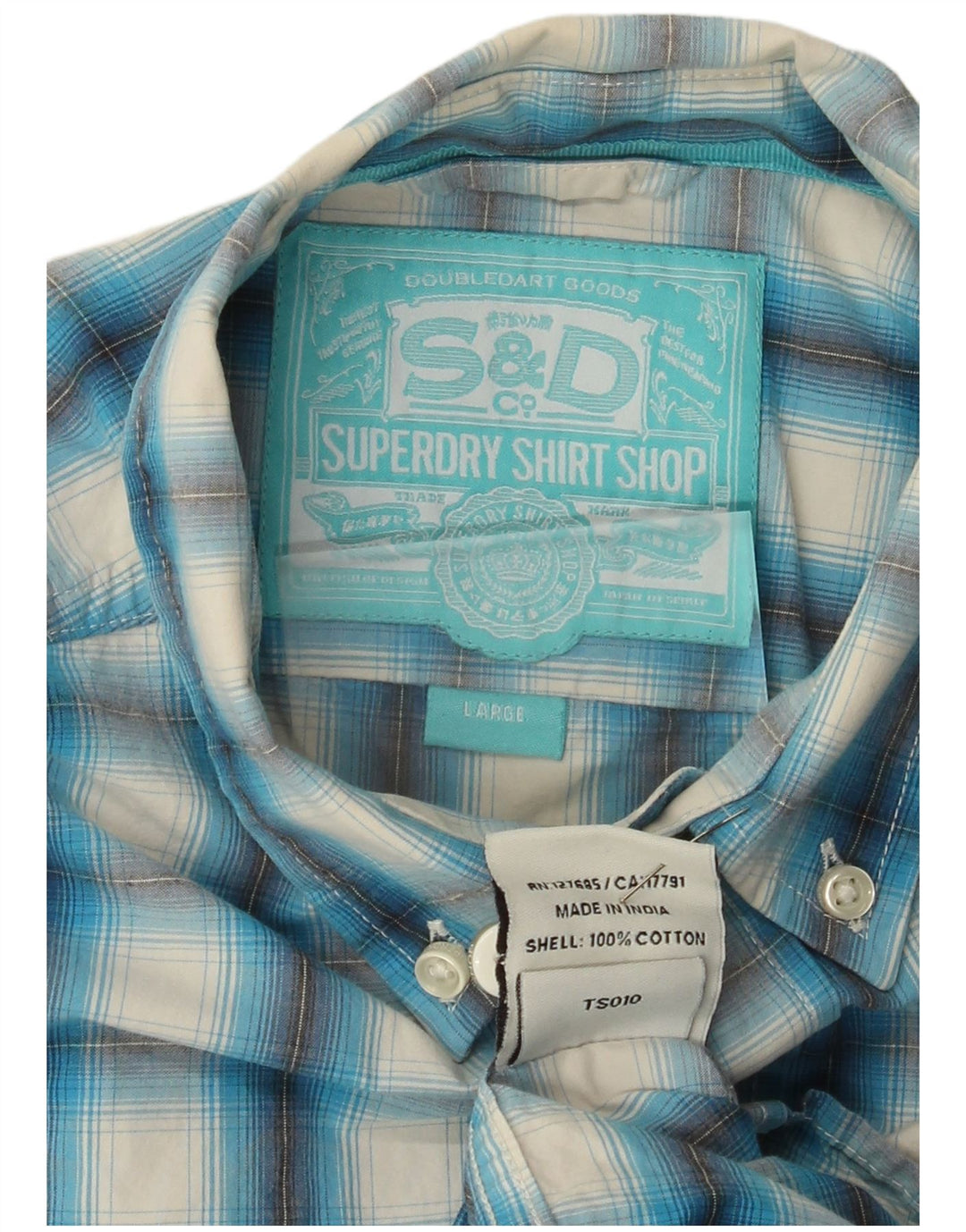 Koszula męska Superdry, bawełniana, w dużą niebieską kratkę