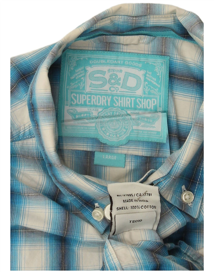 Koszula męska Superdry, bawełniana, w dużą niebieską kratkę