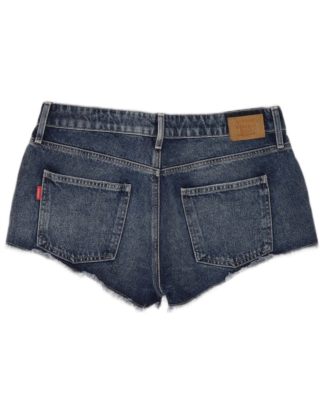 Damskie spodenki jeansowe Superdry z niskim stanem W30, średnioniebieskie, bawełniane