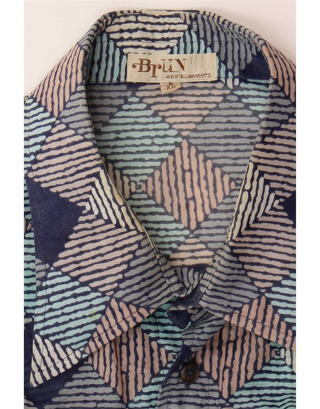 Vintage męska koszula z krótkim rękawem XL, wielobarwna, geometryczna