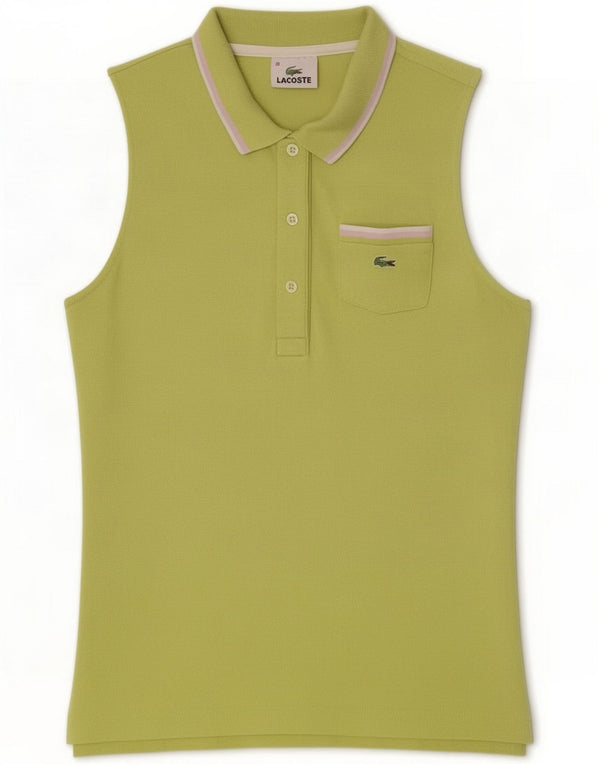 Lacoste Womens Sleeveless Polo Shirt Size 38 Medium Green