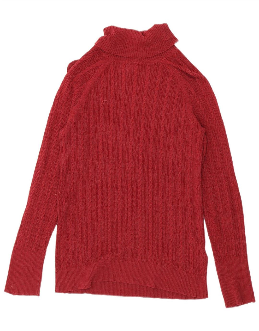 Damski sweter z wywijanym dekoltem Eddie Bauer UK 12, średni czerwony bawełniany