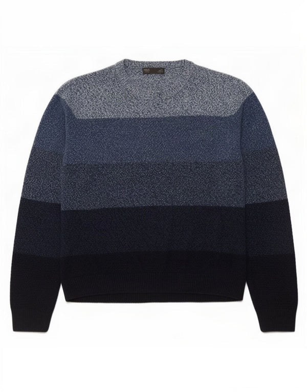 Marks & Spencer Męski sweter z okrągłym dekoltem XL, niebieski, akrylowy, z blokami kolorów
