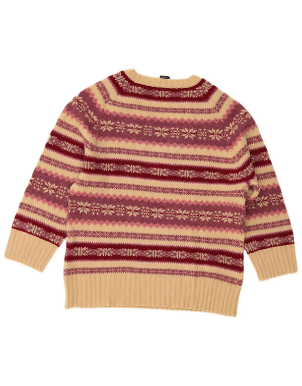 Sweter damski Gap z rękawem 3/4 i dekoltem w kształcie litery V, UK 14, duży beżowy Fair Isle