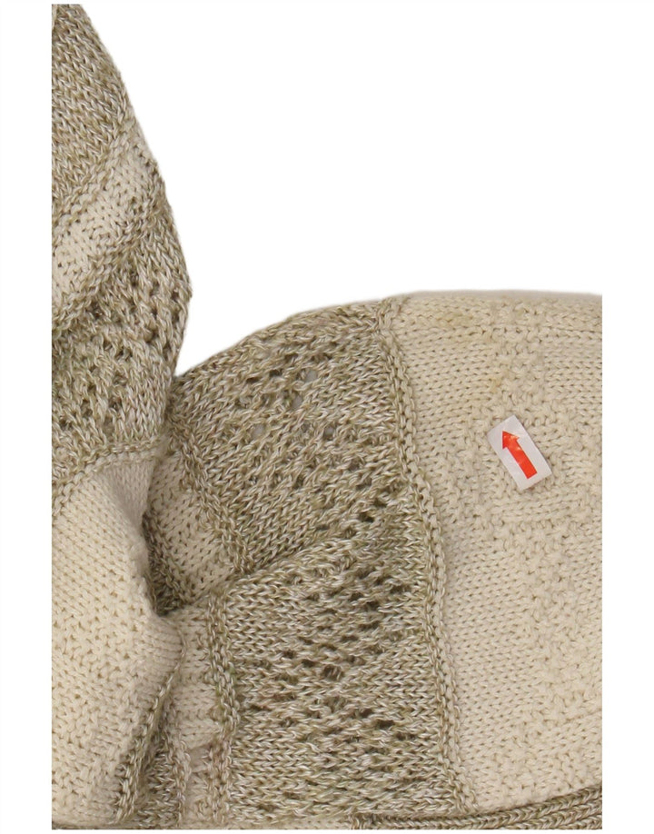 Sweter damski VINTAGE z dekoltem w łódkę UK 14, duża, bawełniana w beżowe paski