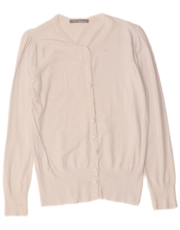 Marks & Spencer Womens Cardigan Sweater UK 12 Medium White Viscose