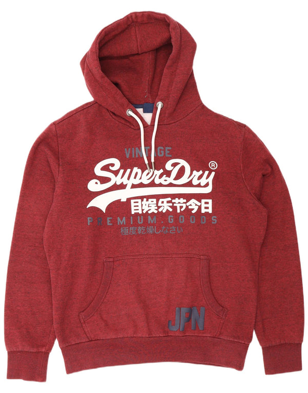 Męski sweter z kapturem Superdry z grafiką XL, bordowy, bawełniany